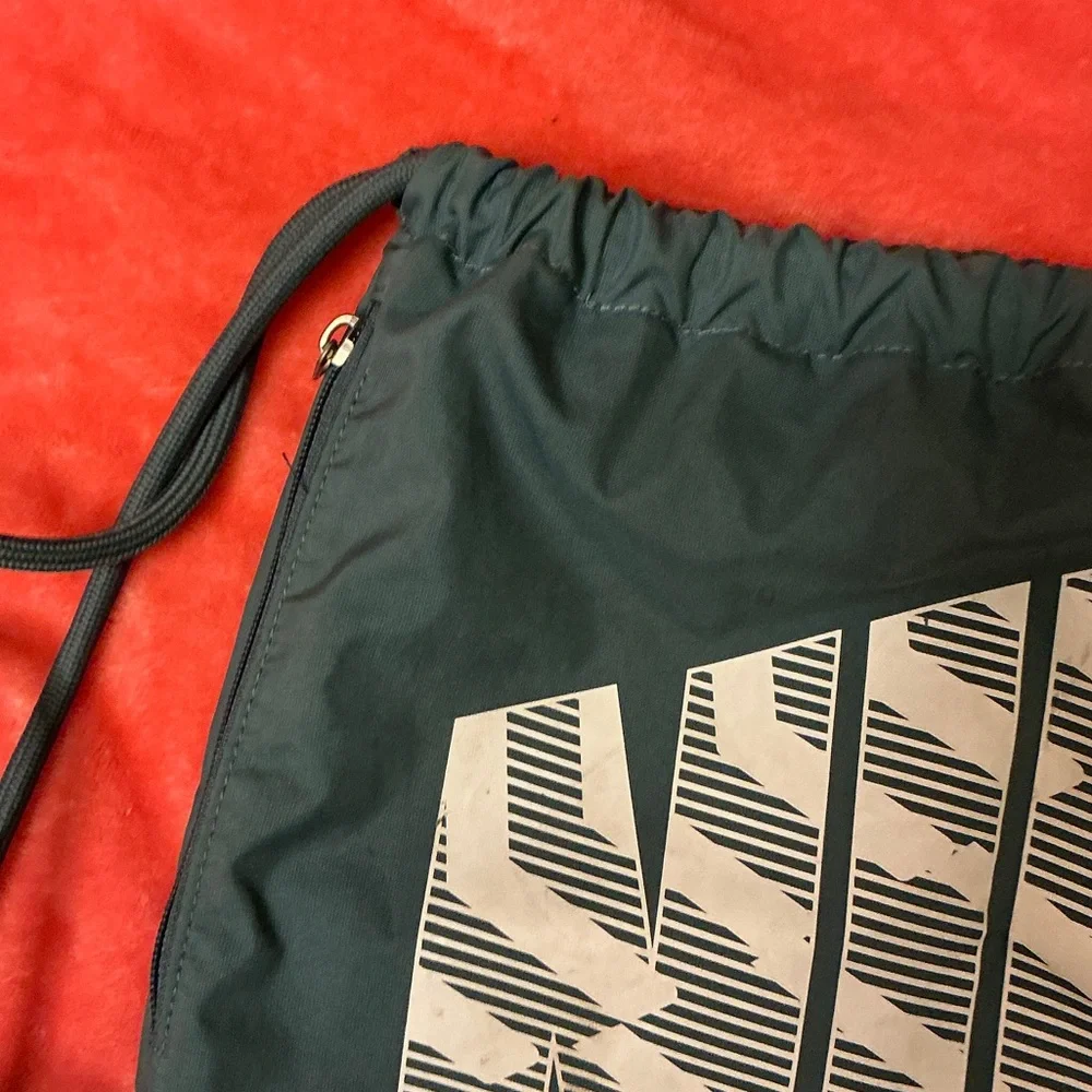 Nike Black and Gray Drawstring Backpack